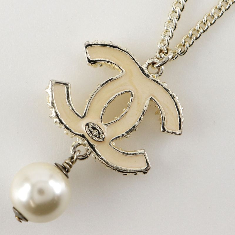 Chanel Coco Mark Rhinestone Pearl And Metal Ladies 17.3g Necklace