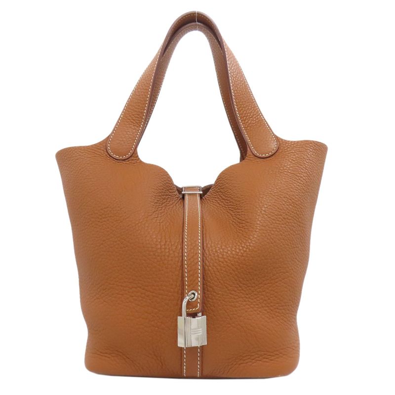 Hermes Picotin Lock MM Gold Silver Hardware Handbag Taurillon Women