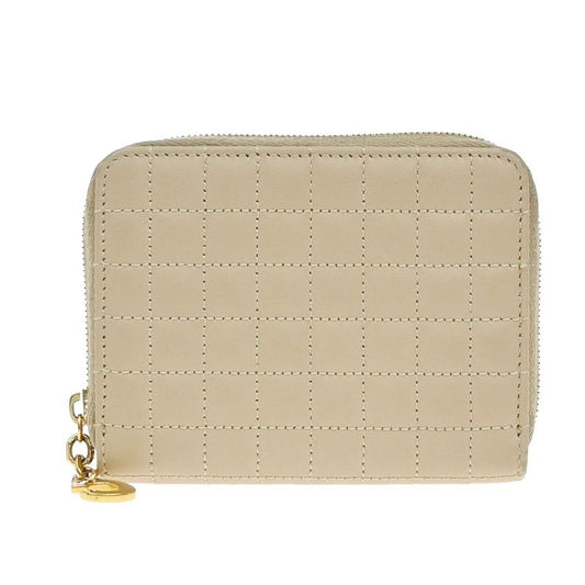 Celine Coin Case Coin Purse Compact Zip Beige 02ka960