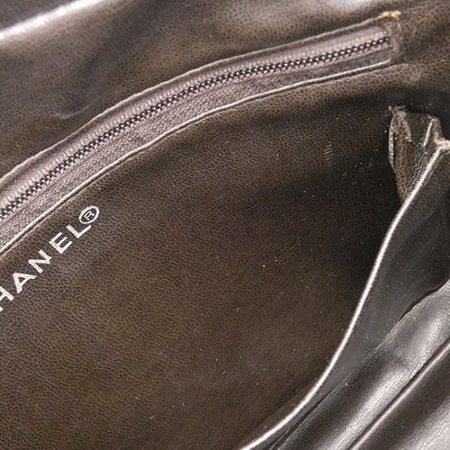 Chanel Double Chain V-stitch Lambskin Brown Shoulder Bag Gold