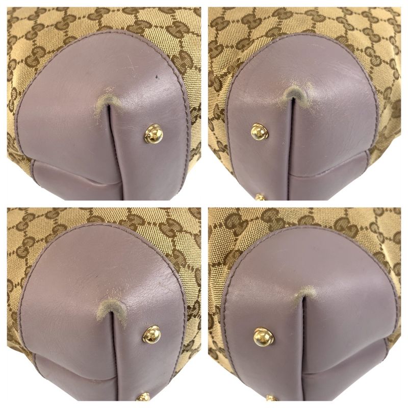 Gucci Bamboo Heart Beige Purple GG Canvas 269957 Tote Bag Shoulder Bag 2way