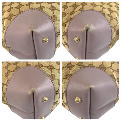 Gucci Bamboo Heart Beige Purple GG Canvas 269957 Tote Bag Shoulder Bag 2way