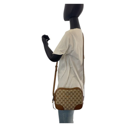 Gucci Brown Gold Hardware GG Canvas/leather 449413 Crossbody Shoulder Bag
