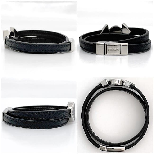 Prada Bracelet Black NERO Excellent Condition M Size Saffiano Leather