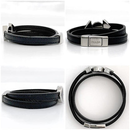 Prada Bracelet Black NERO Excellent Condition M Size Saffiano Leather