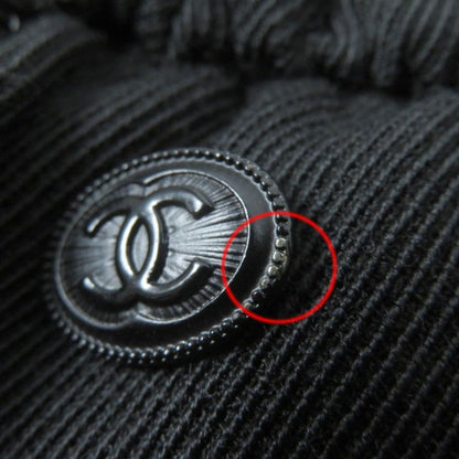 CHANEL P46707v34279 100% Wool Coco Mark Button Pleated Skirt Black 34 Made In