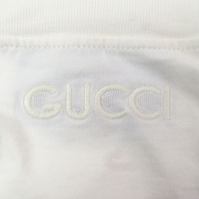 Gucci 768441 Webline Logo Embroidery Cotton Jersey Long Sleeve T-shirt White M