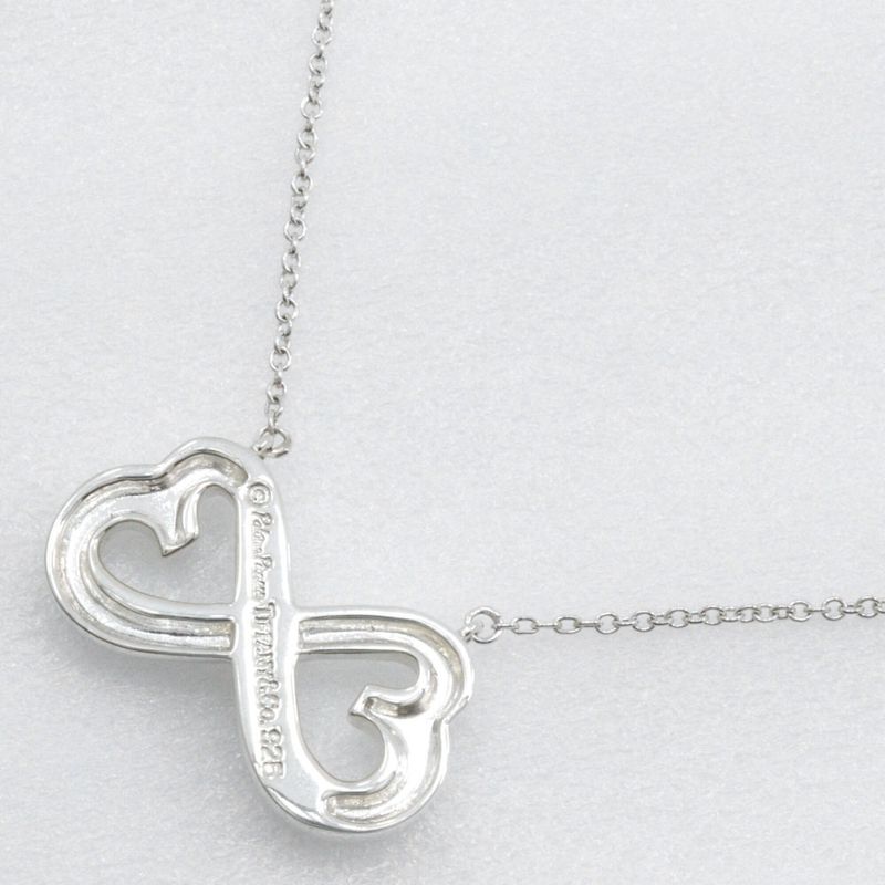 Tiffany & Co Double Rubbing Heart Paloma Picasso 925 Silver Ladies 4.4g Necklace