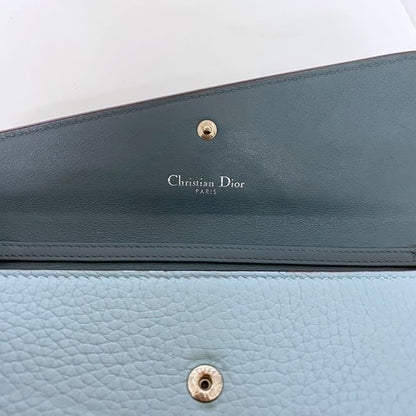 Christian Dior Foldable Long Wallet Light Blue