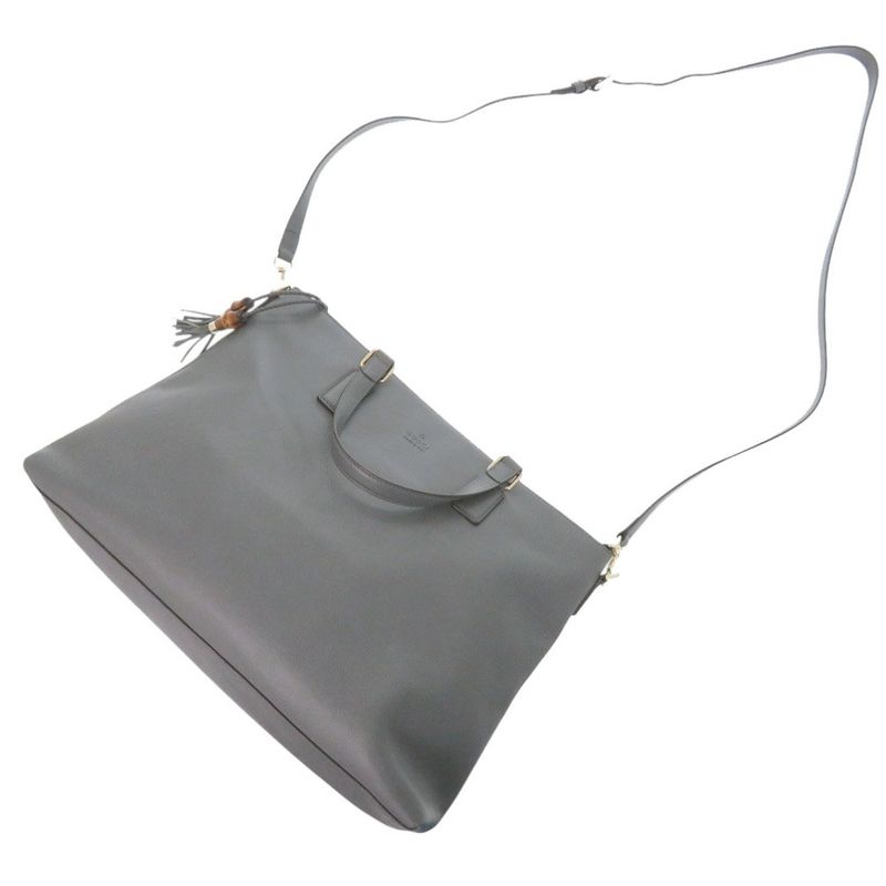 Gucci Bamboo 365345 Leather Grey Tote Bag 0835 Gucci