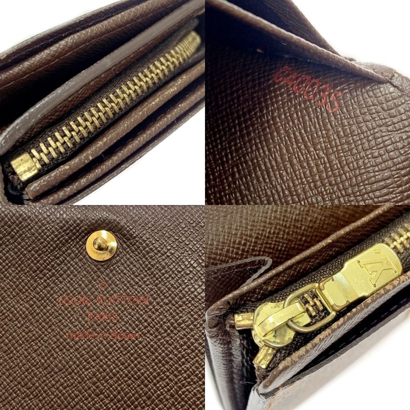 Louis Vuitton N61730 Damier PVC Portmonnais Vier Tresor Brown 300214 Foldable