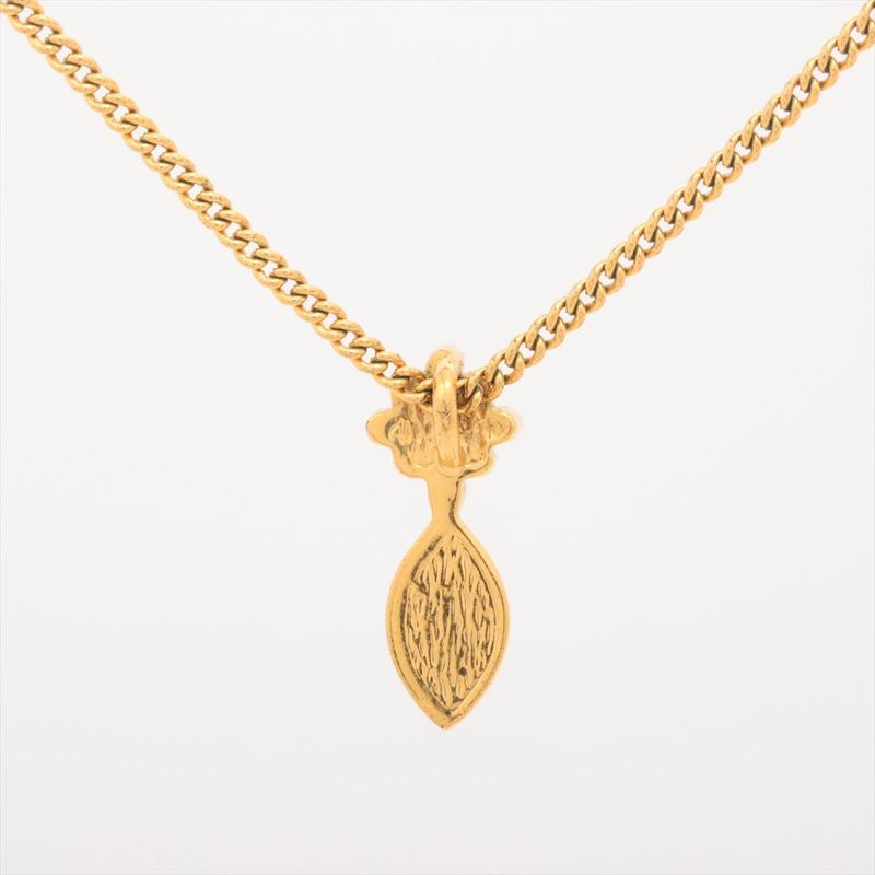 Christian DIOR Necklace GP X Rhinestone X Faux Pearl Gold