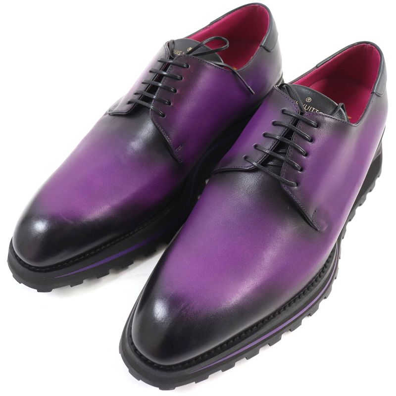 Louis Vuitton Congrès Line Plain Toe Derby Shoes Leather Shoes Purple Gradient