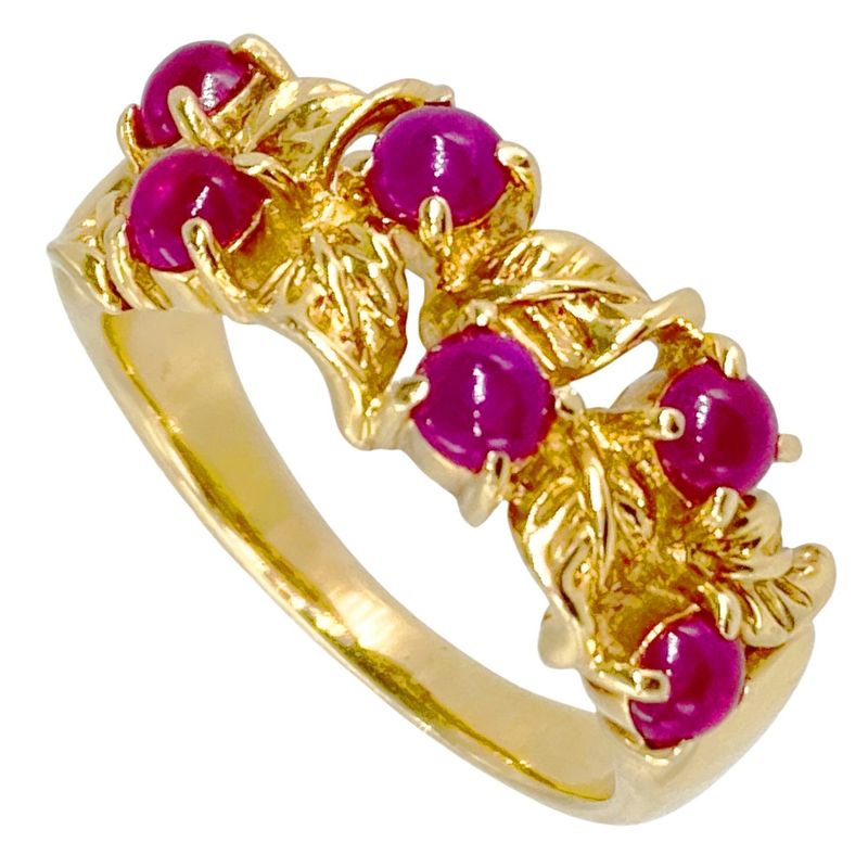 Dior Leaf Motif Ring Ruby Approx 85 18K Yellow Gold 44g Yellow Gold Ladies