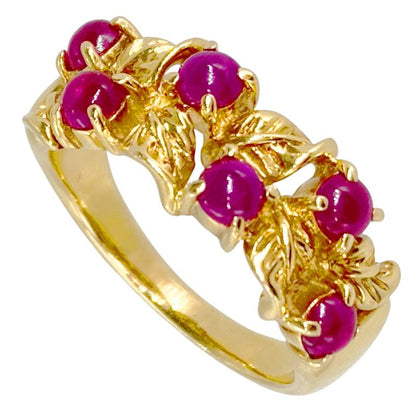 Dior Leaf Motif Ring Ruby Approx 85 18K Yellow Gold 44g Yellow Gold Ladies
