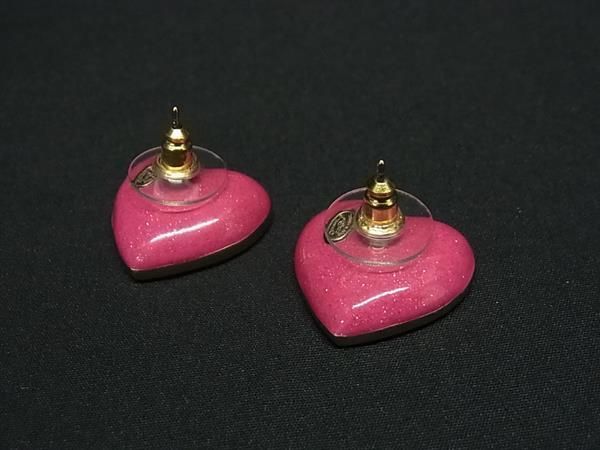 Chanel Coco Mark C23P Rhinestone Earrings Accessories Ladies Pink And Silver