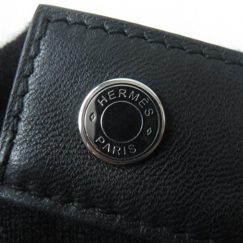 Hermes Serie Hardware Short Sleeve Knit Dress With Buttons Leather Black 36