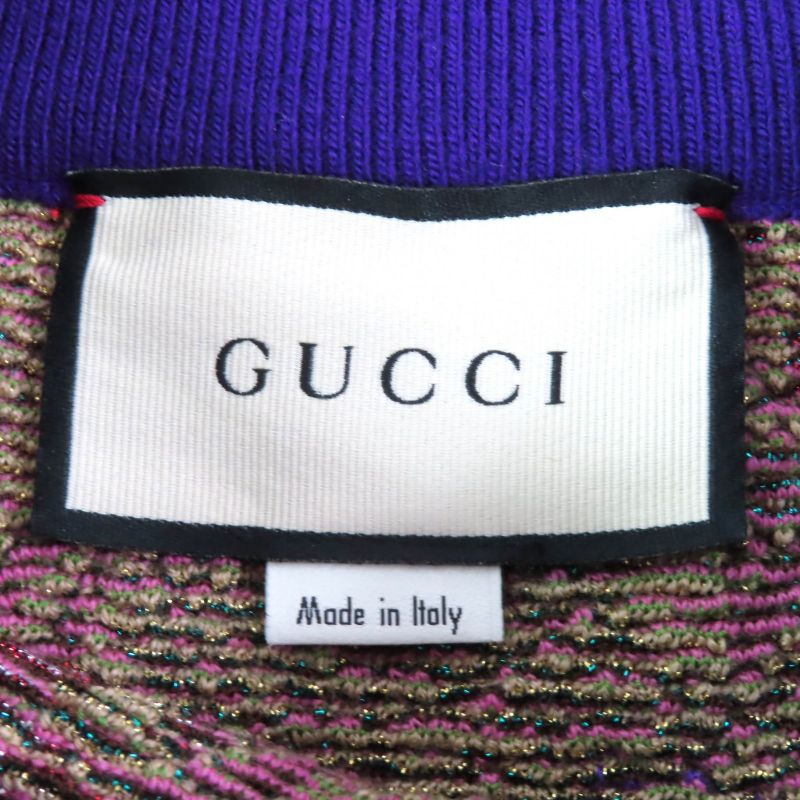 Gucci 606084 Wool Cotton GG Floral Design Lamé Yarn Knit Tight Skirt Multicolor