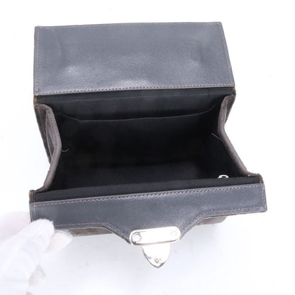 Fendi Leather Vanity Handbag Top Handle Tote Gray Velour Women's MME Ca5-1