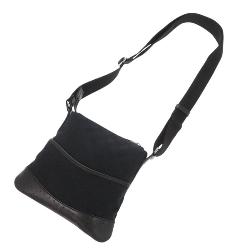 Gucci 147671 GG Canvas Leather Black Shoulder Bag Black 1168 Gucci