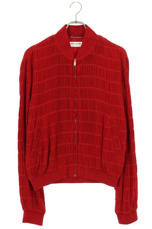 Saint Laurent Paris 682844 Y2e23 Layered Smocked Silk Blouson Men's 48