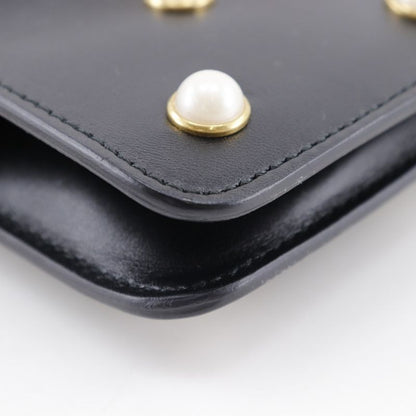 Gucci Broadway Chain Shoulder Pearl & Bee 453778 Calf Black Ladies Shoulder Bag