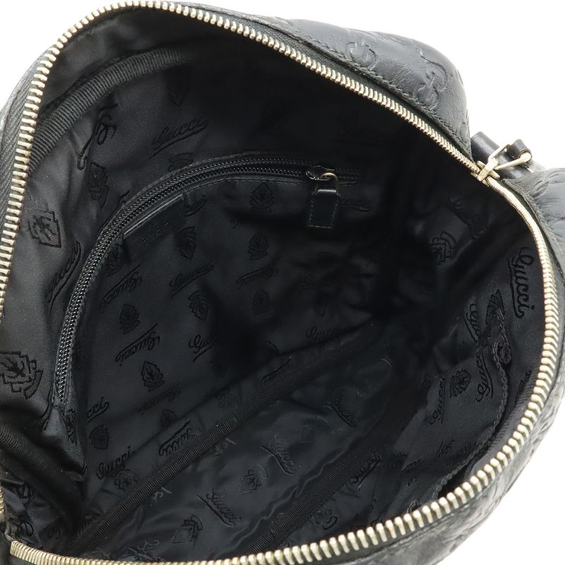 Guccissima Shoulder Bag Crossbody Leather Black Gold Hardware 201448