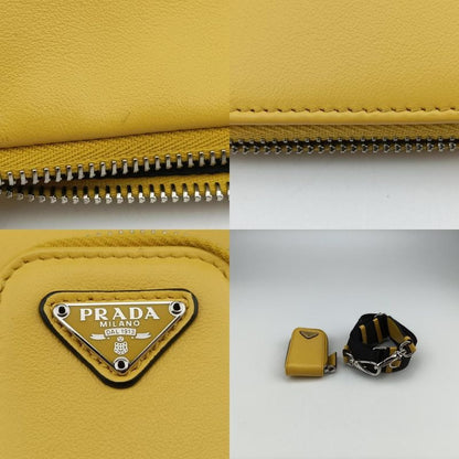 Prada Triangle Embossed Logo Yellow Leather 1bh1907/d