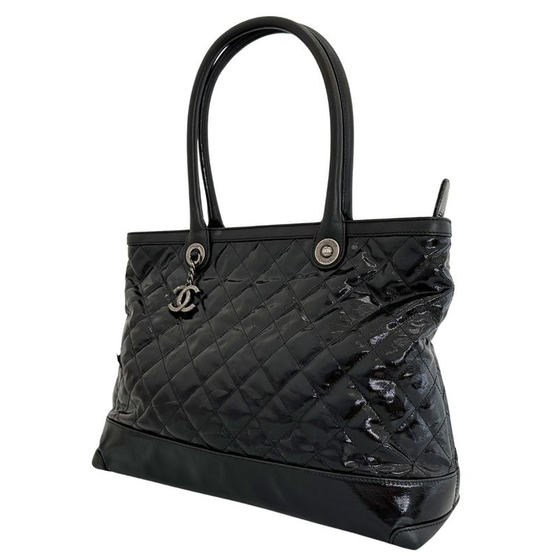Chanel Matelasse Cambon Patent Leather Black Women's Tote Bag