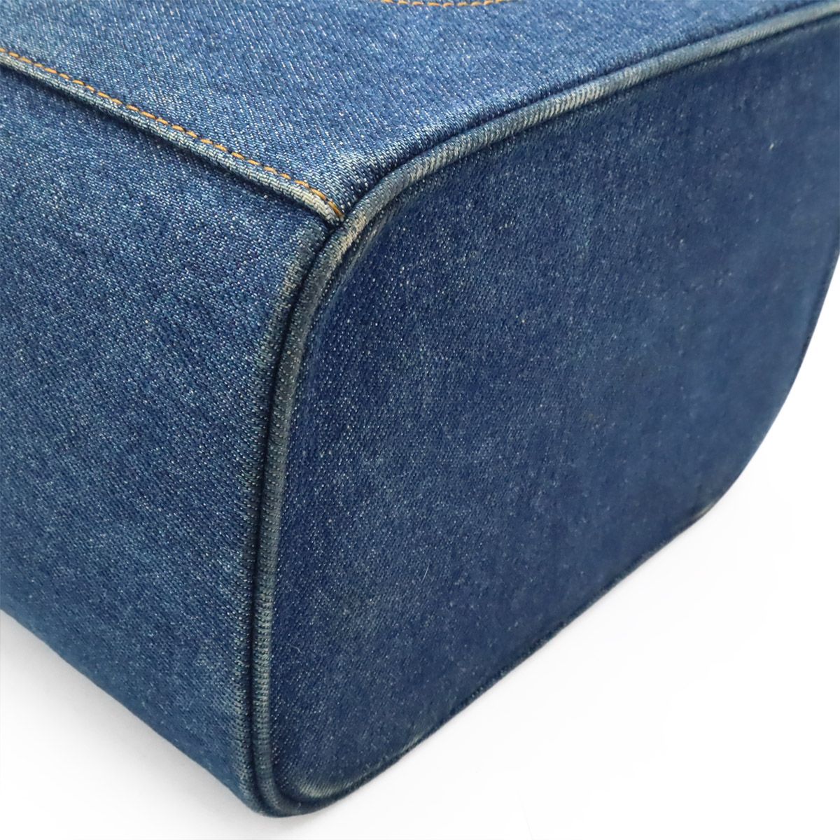 Chanel Coco Mark Denim Vanity Bag Handbag Cosmetic Pouch Makeup Pouch Blue Gold