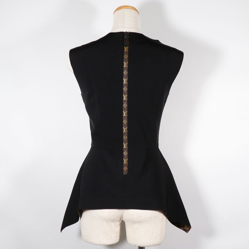 Louis Vuitton Peplum Monogram 1a7vtn Nylon And Polyurethane Black Ladies Tank