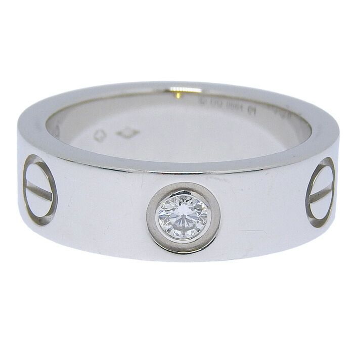 Cartier Love 1P Diamond Ring Pt950 Platinum Diamond #49 Equivalent To Size 9