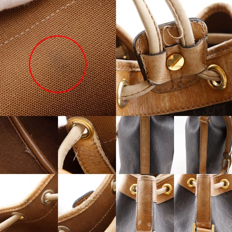 [dior] Christian Dior Honeycomb Pattern Vintage PVC Brown Ladies Shoulder Bag