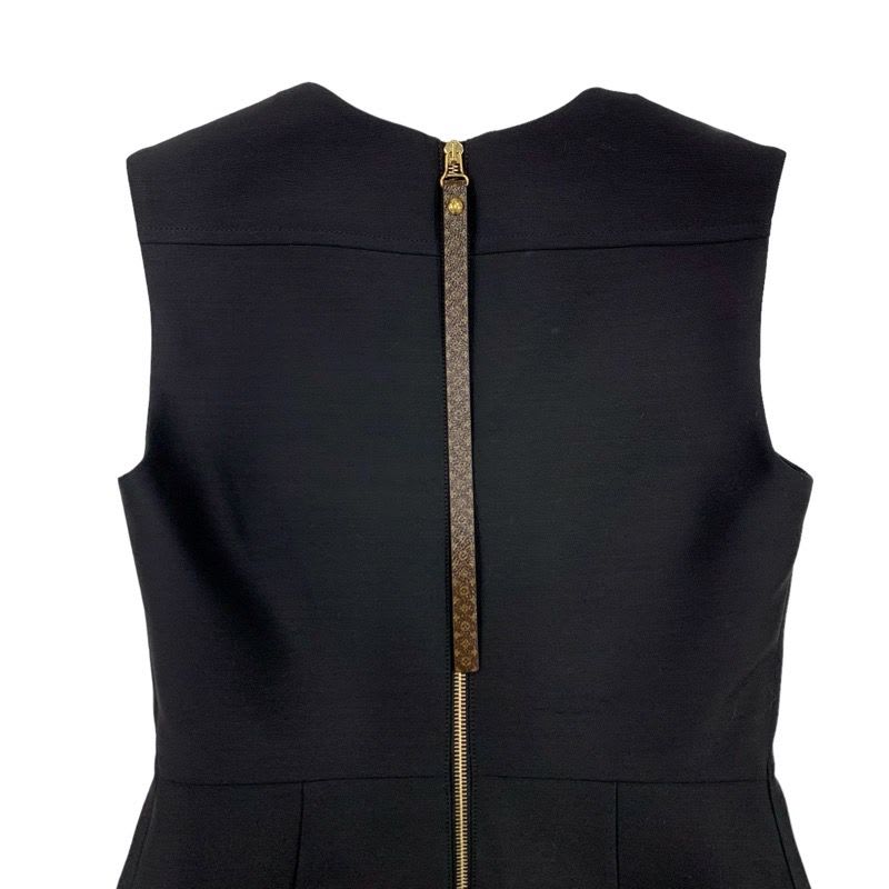 Louis Vuitton Fin Flounce Mikado Dress Sleeveless Nylon Black