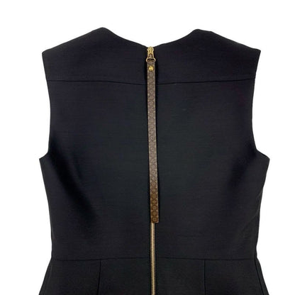 Louis Vuitton Fin Flounce Mikado Dress Sleeveless Nylon Black