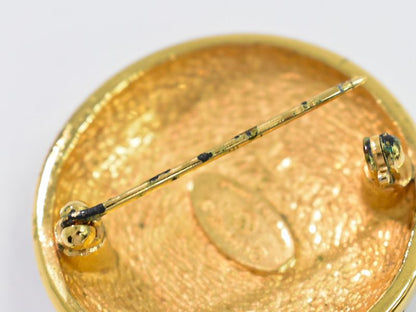 Authentic Chanel Coco Mark Brooch GP Gold Plated Coco Mark Accessories Jewelry