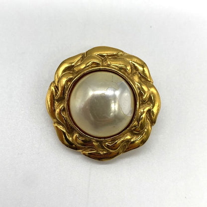 Chanel Earring Faux Pearl Gold Ladies