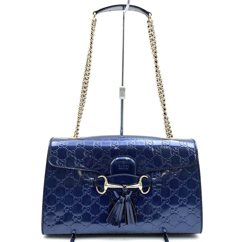 Gucci 295402 Handbag Shoulder Bag Navy/blue/gold Blue/gold Enamel Ladies