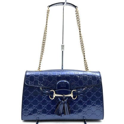 Gucci 295402 Handbag Shoulder Bag Navy/blue/gold Blue/gold Enamel Ladies
