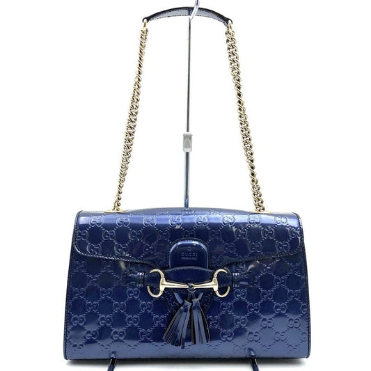 Gucci 295402 Handbag Shoulder Bag Navy/blue/gold Blue/gold Enamel Ladies