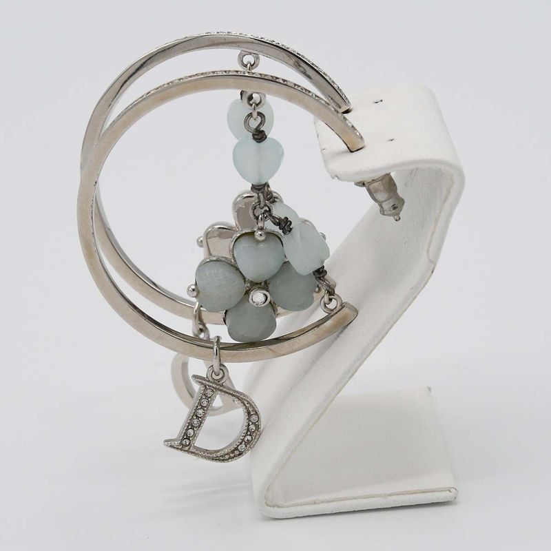 Christian DIOR Earrings Flower Rhinestone Approx 13.7g Accessories Box Bag H1789