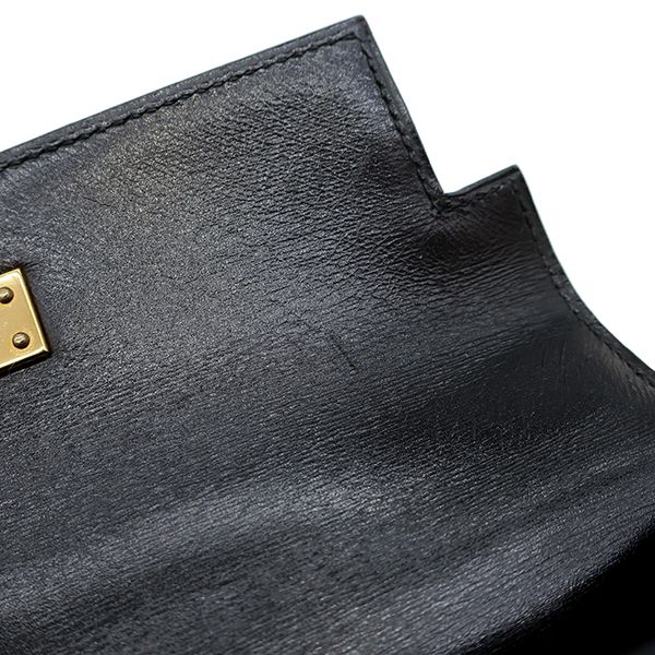 Hermes 2way Bag Mini Kerry Doe Outer Stitch Box Calf Black Gold Hardware Black