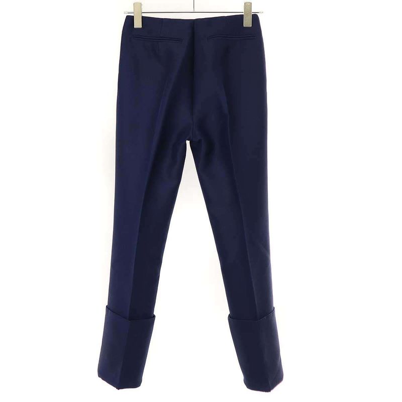 Celine by Phoebe Philo Center Press Wool Silk Slacks Pants 2 1k45 4901 Navy 34
