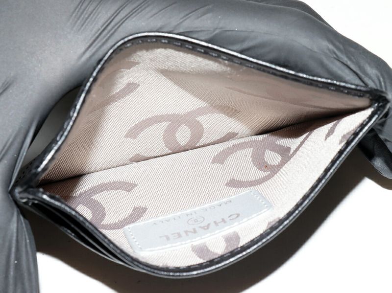 Chanel Card Case Pass Case Cambon Line Calf Black And Silver A26725 Y07197 C0790