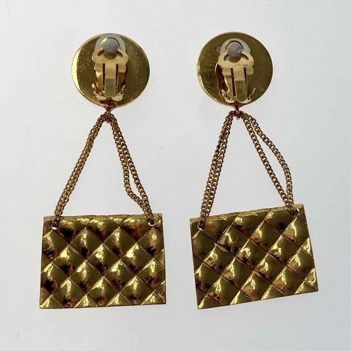 Chanel Coco Mark Matelasse Coin & Bag Motif Earring GP Vintage Box Available