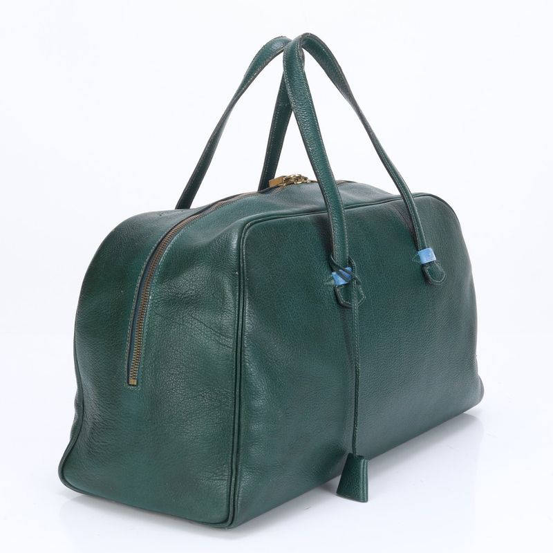 Hermes 00W Marked Gallop 50 Leather Boston Bag Green Business Travel A4 Tote