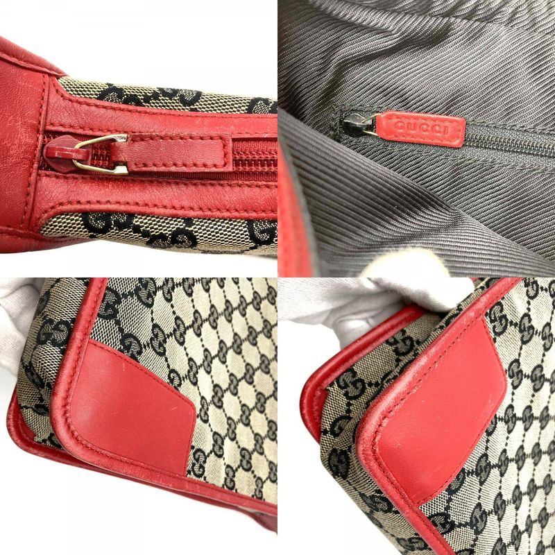 Gucci 001 4205 Shoulder Bag Brown/red GG Canvas/leather Ladies Fashion Brand