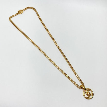 Chanel Cocomark Round Turnlock Necklace 97p Gold GP