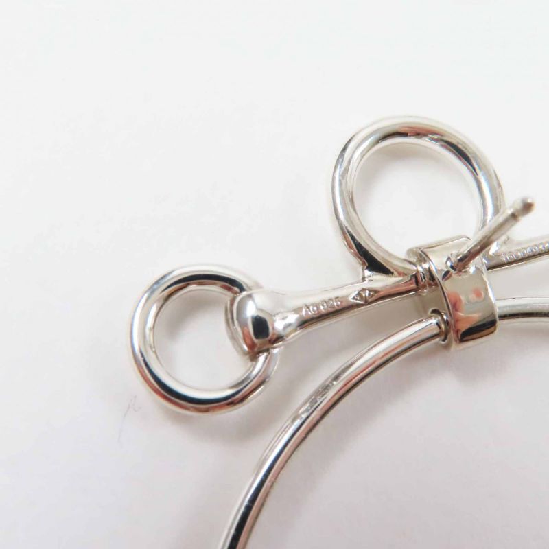 Hermes Loop Medium Earrings For Both Ears Ag925 Silver With Box Storage Bag