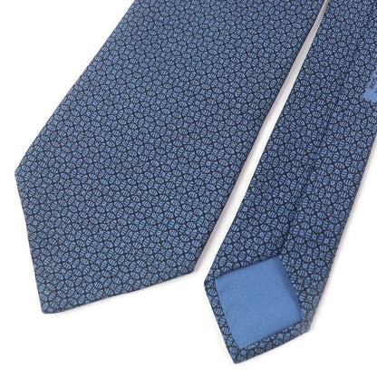 Hermes 7695 OA 100% Silk Geometric Pattern Wide Tie Blue With Box Men's